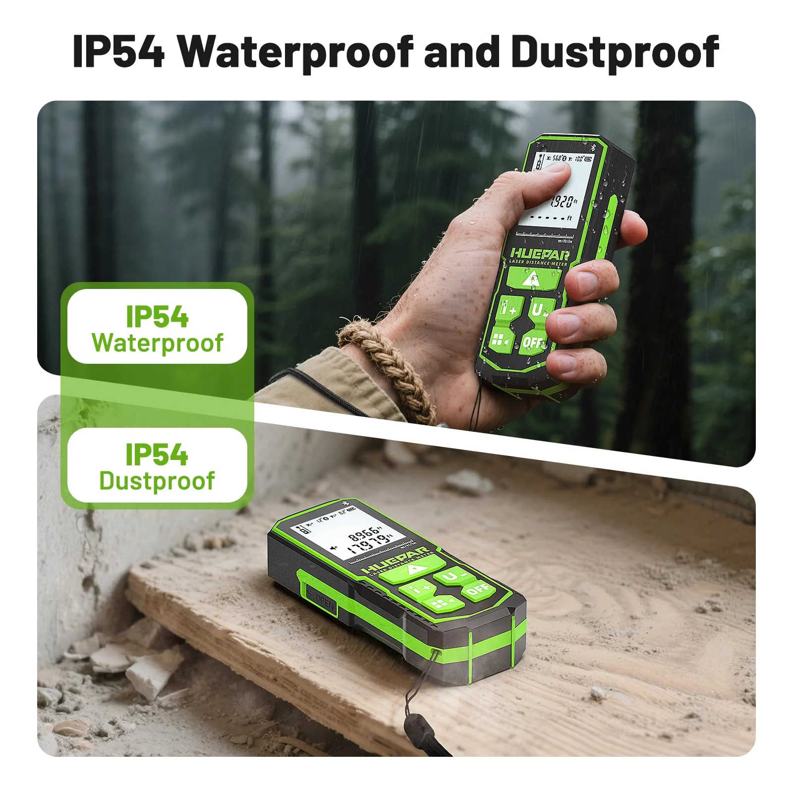 Huepar S120G-BT - Bluetooth Laser Distance Meter (395FT, 1/16in Accuracy, App, Area, Volume ) - Image 6